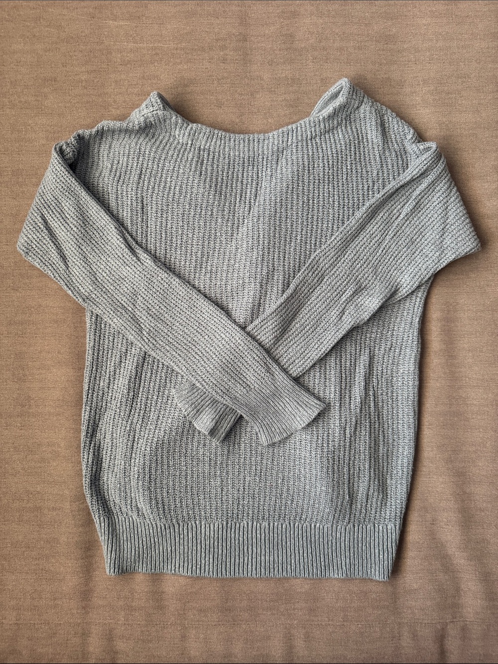 Market & Spruce Light Blue/Gray Open-Back Sweater